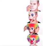 Payaso aplicándose maquillaje Meme Generator
