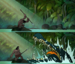 Spear pescando, Spear siendo atacado por un cocodrilo gigante Meme Generator