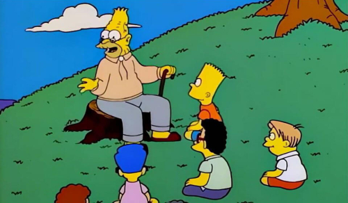 Abuelo de Bart contando cosas del pasado Abuelo de Bart contando cosas del pasado