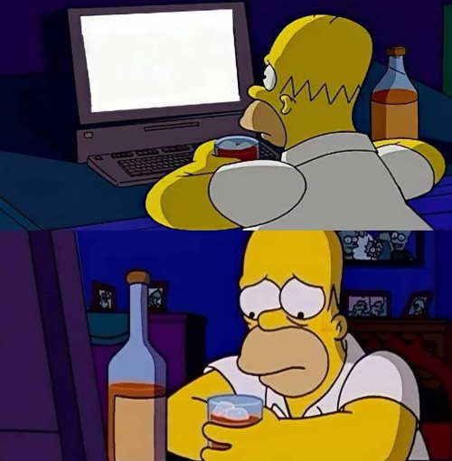 Homer triste en la computadora Homer triste en la computadora
