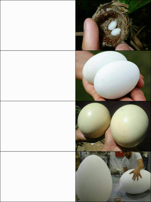Huevos pequeños a huevos grandes Huevos pequeños a huevos grandes