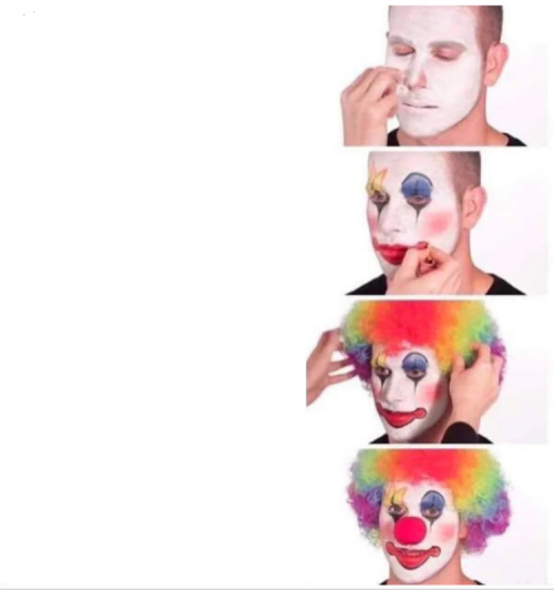 Payaso aplicándose maquillaje Payaso aplicándose maquillaje
