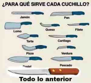 ¿Para qué sirve cada cuchillo?