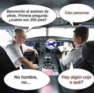 Bienvenido al examen de piloto, ¿cuánto son 200 pies?