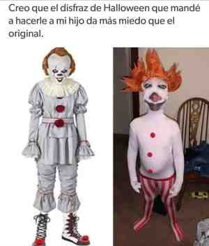 Creo que el disfraz de Halloween que mande a hacerle a mi hijo da más miedo que el original