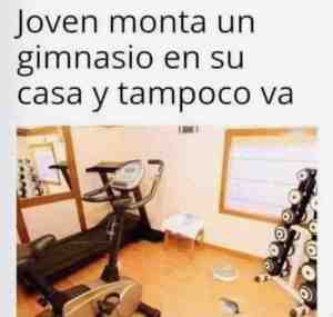 Joven monta un gimnasio en su casa y tampoco va