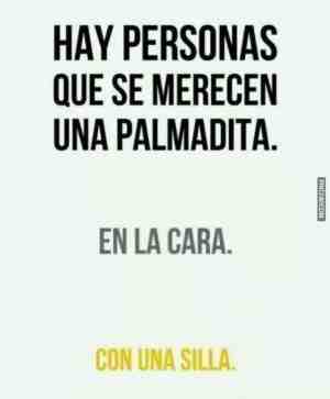 Hay personas que se merecen una palmada... En la cara... Con una silla