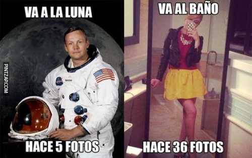 Va a la luna hace 5 fotos, va al baño hace 36 fotos