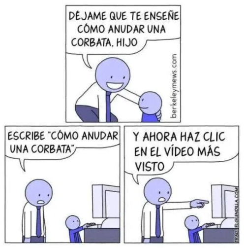 Déjame que te enseñe como anudar una corbata hijo