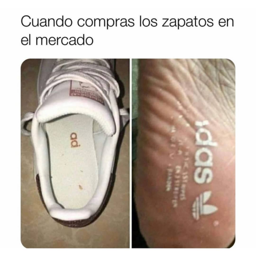 Cuando compras los zapatos en el mercado