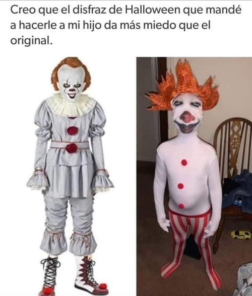 Creo que el disfraz de Halloween que mande a hacerle a mi hijo da más miedo que el original