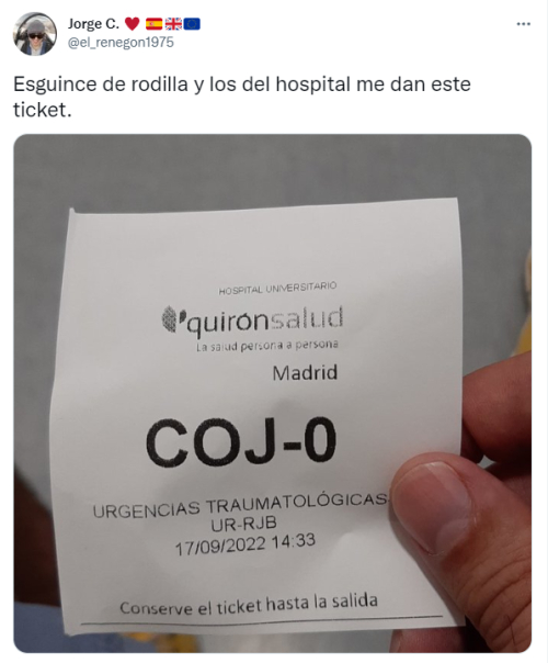 Esguince de rodilla y los del hospital me dan este ticket