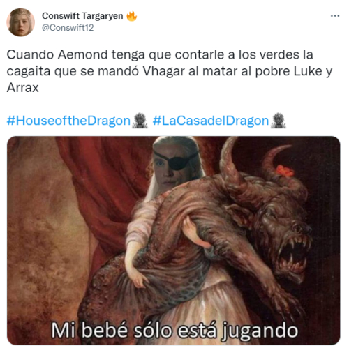 Cuando Aemond tenga que contarle a los verdes la cagaita que se mando Vhagar al matar a Luke y Arrax