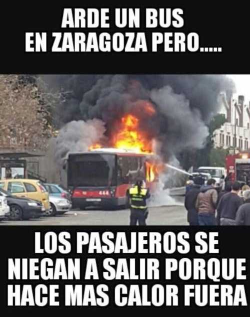 Arde un bus en Zaragoza pero...