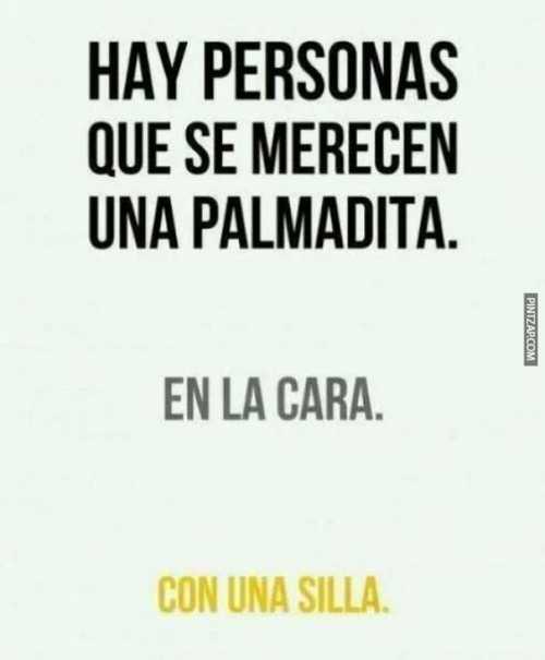 Hay personas que se merecen una palmada... En la cara... Con una silla