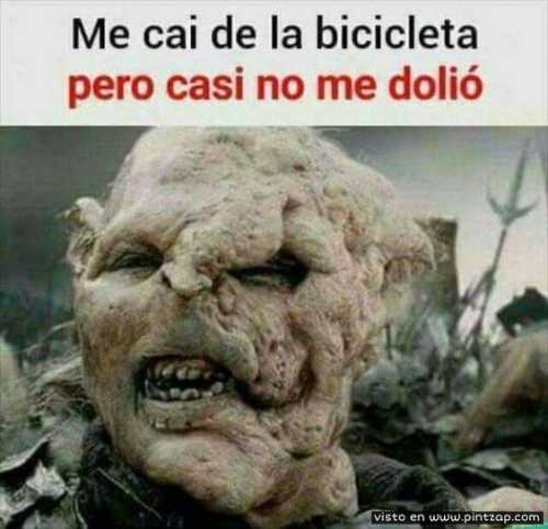 Me caí de la bicicleta pero casi no me dolió