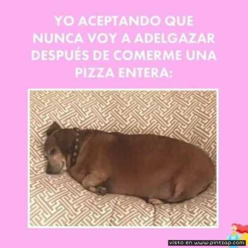 Yo aceptando que nunca voy a adelgazar después de comerme una pizza entera